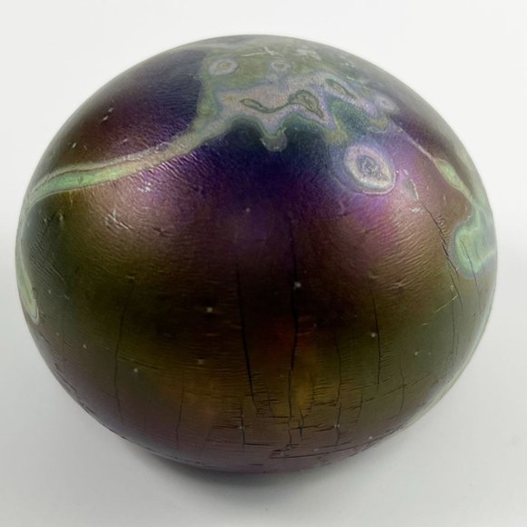 Modernist Robert Coleman RC Abstract Studio Art Glass Iridescent Purple Paperwei - Picture 4 of 6